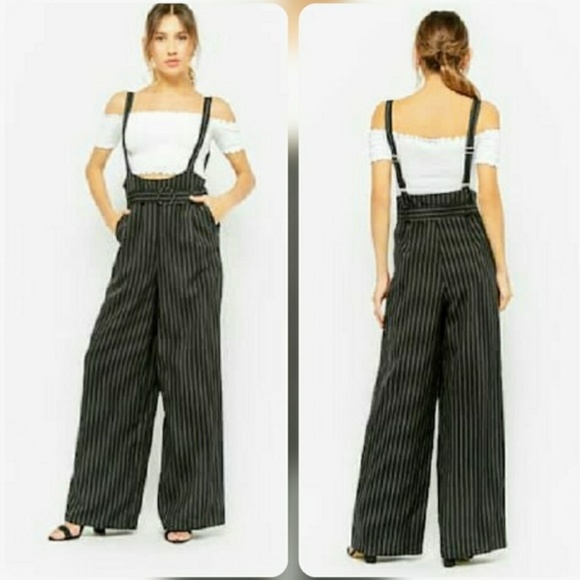 Pinstriped Suspender Jumpsuit - Picture 1 of 2